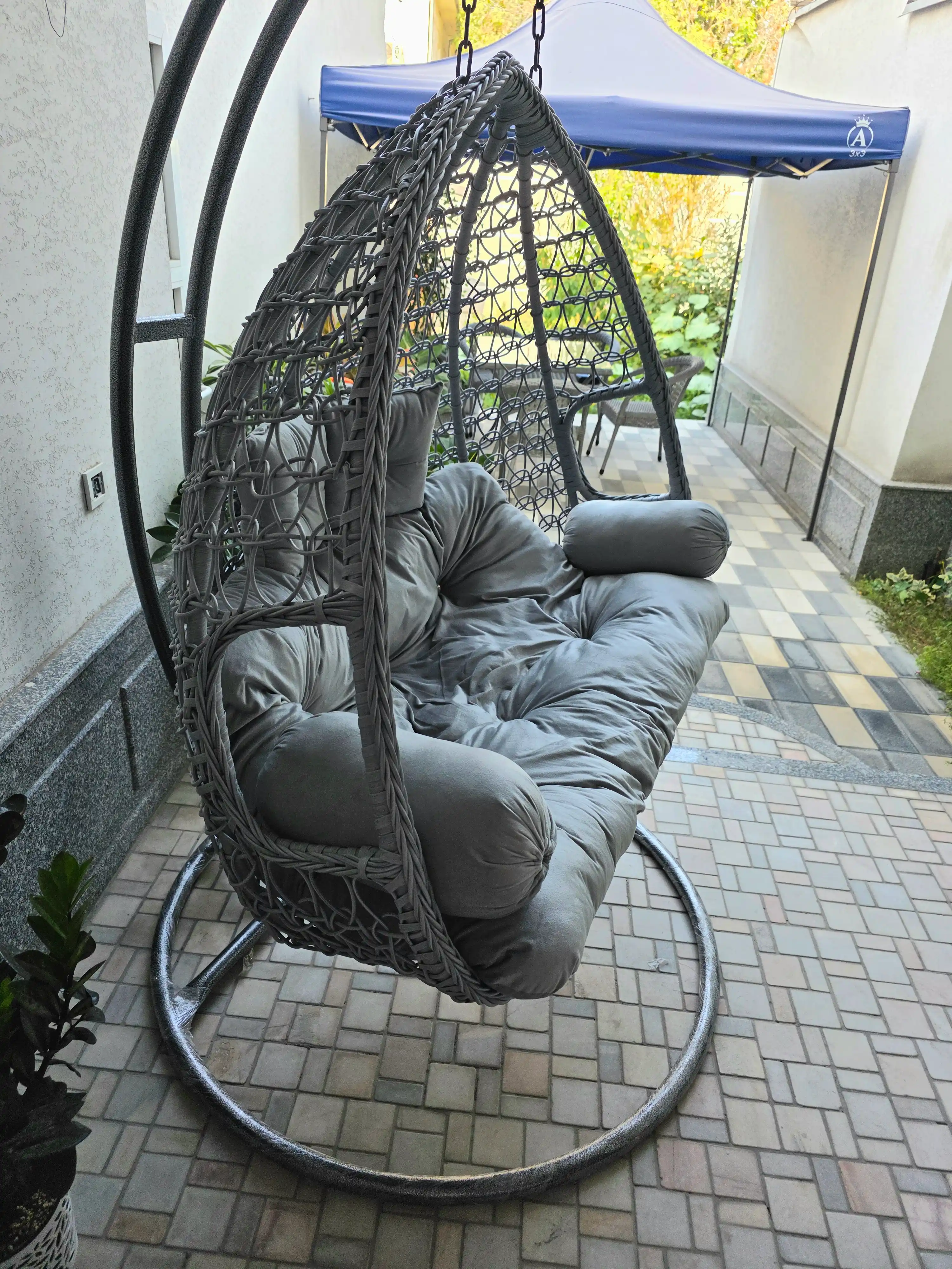Kachelya divan 2 kishilik, sun’iy rattan, bog‘ va balkon uchun