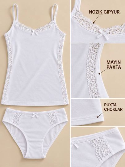 Ayollar uchun mayka va trusik to‘plami, 95% paxta, 5% elastan