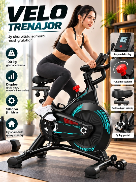 Velotrenajyor , intensiv kardio mashqlar uchun sport velosipedi, sozlanadigan