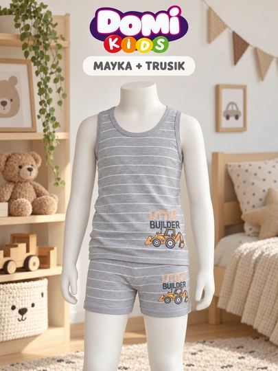 O‘g‘il bolalar uchun mayka va trusik to‘plami, 2 xil rangda, paxta-elastan - 