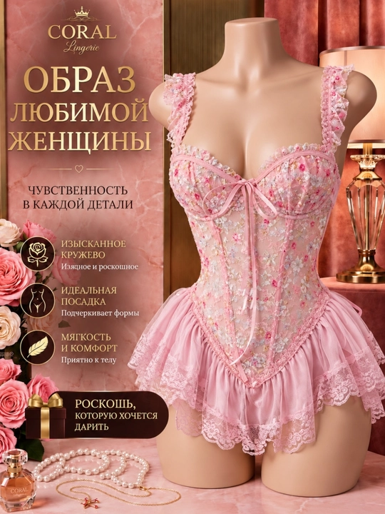 Женский пеньюар с корсетом, сорочки - 
