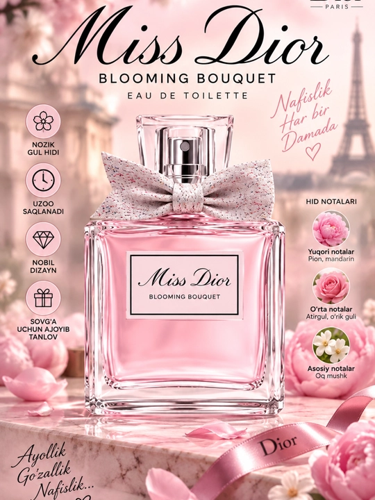 Miss Dior Blooming Bouquet ayollar uchun xushbo'ylangan suv, 100 мл  - 