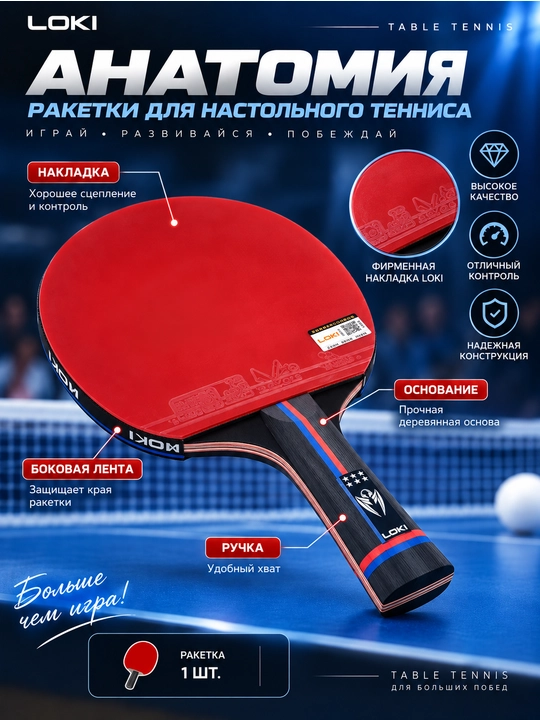 Ракетка для настольного тенниса с чехлом