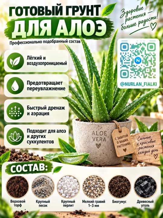 Готовый профессиональный авторский грунт для алоэ - 
