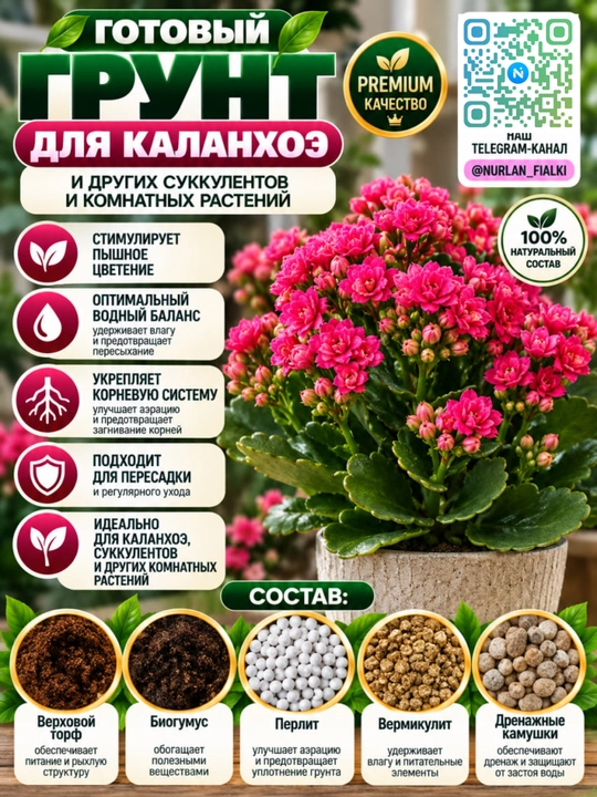 Готовый профессиональный грунт для каланхоэ - 