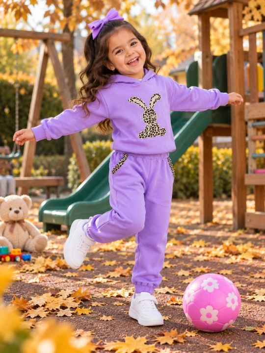1 yoshdan 10 yoshgacha bo‘lgan bolalar uchun qiz bolalar sport kostyumi, kuzgi-qishki
