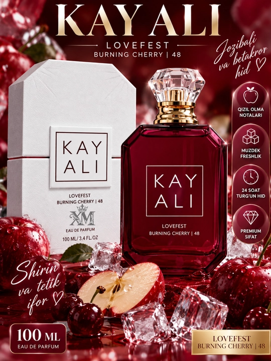 KAY ALI Vanilla Candy va Lovefest atiri, shirin mevali, uzoq saqlanuvchi parfum, 100 ml - 