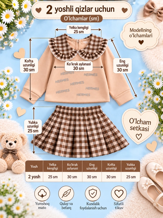 Костюм для девочки кофта и юбка, 2-3-4 лет