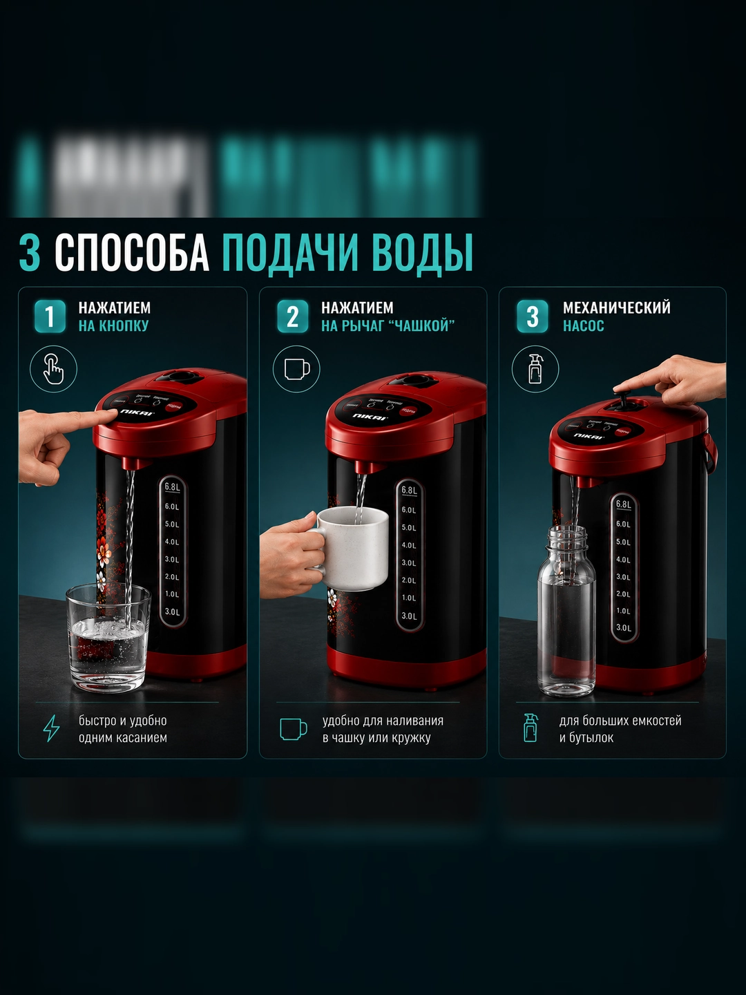 Термопот Nikai NKT-680, 6.8 л, 900 Вт