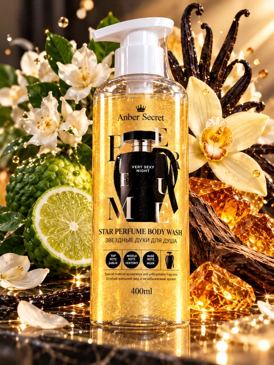 Anna Secret dush geli, atir hidli mayin zarli, tana uchun parfyumli gel, 400 ml 