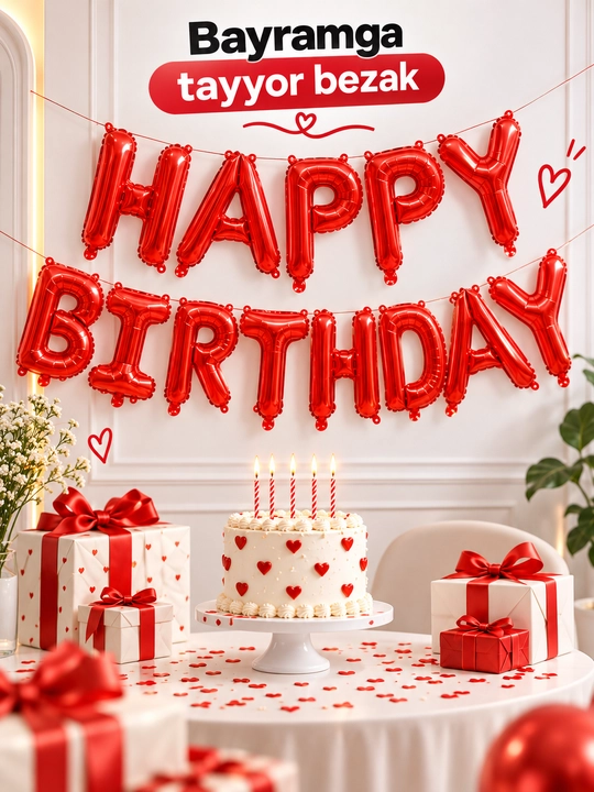 Набор шаров Happy Birthday на день рождения, фольгированные буквы, праздничный декор