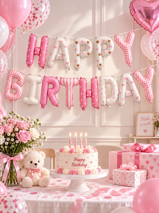 Happy Birthday shar nabori, tug‘ilgan kun uchun folgali harf sharlar, bayram bezagi - 