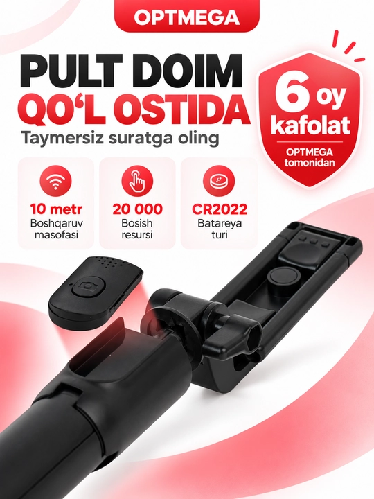 Selfi tayoqcha, shtativ, tripod, led chiroq, stabilizator, telefon uchun shtativ