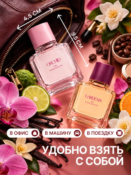Парфюмерная вода Zara Gardenia + Orchid, для женщин 30+30, 90+90, мл