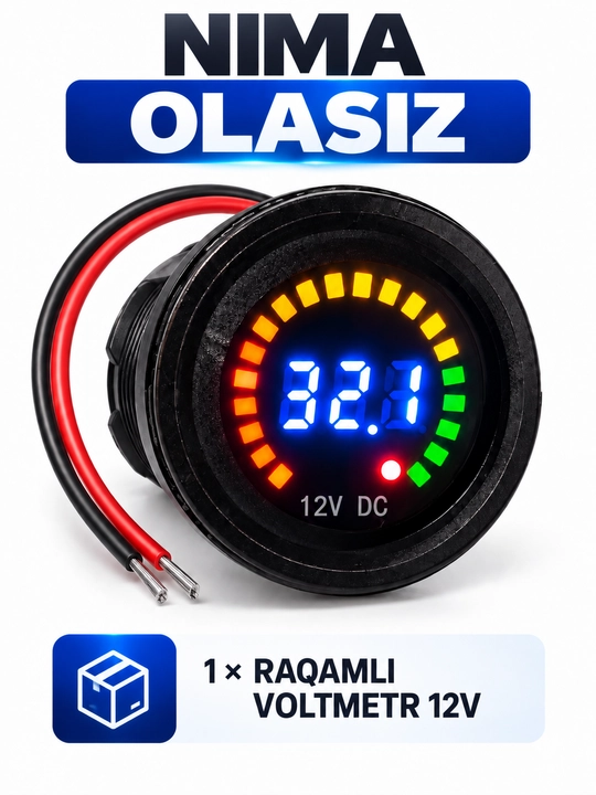 Raqamli voltmetr, 12V akkumulyator kuchlanishini nazorat qilish