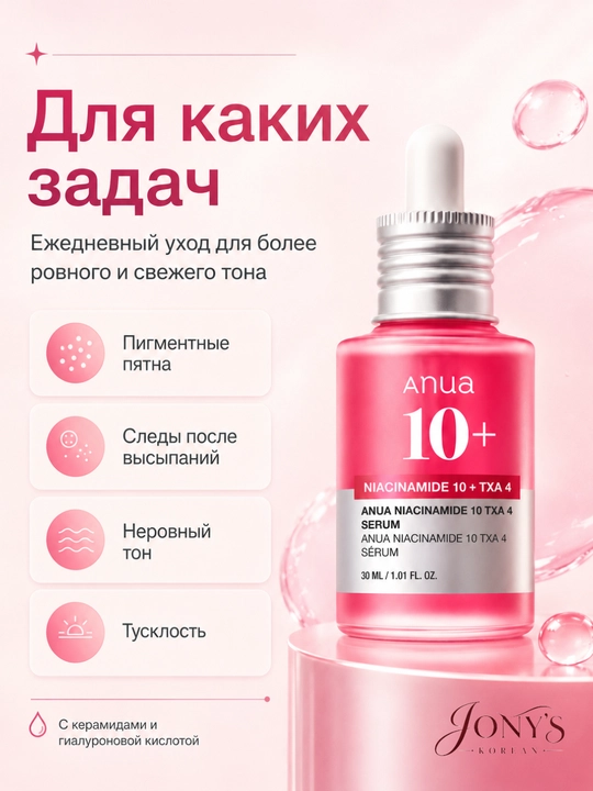 ANUA — Сыворотка для лица увлажнение, сияние, ровный тон, успокоение, уход за пятнами