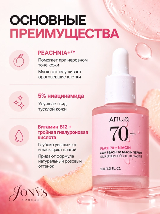 ANUA — Сыворотка для лица увлажнение, сияние, ровный тон, успокоение, уход за пятнами