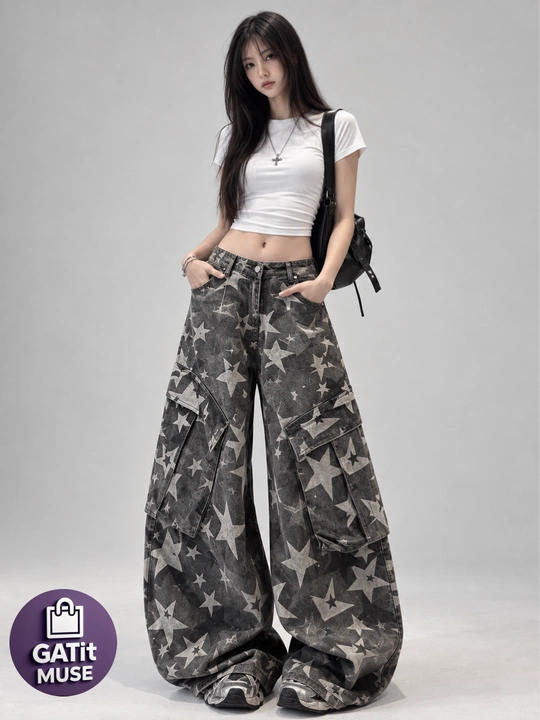 Ayollar baggy jinsi shimlari, keng Y2K, katta o‘lchamli, quvurli