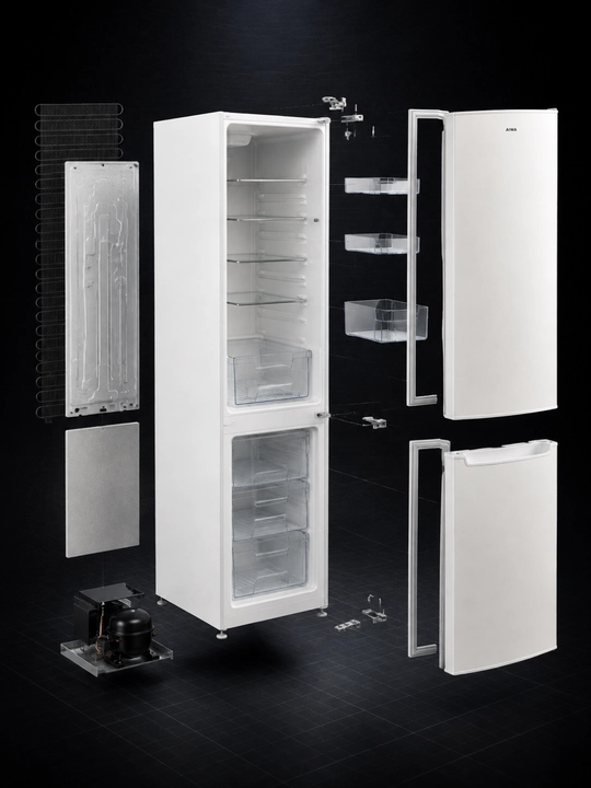 AIWA ikki eshikli oq sovutgich, 55 × 65 × 185 sm