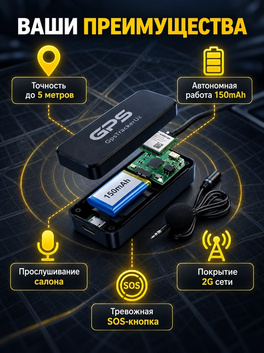 Gps трекер GTU L1.0 2GGT06 (с микрофоном)