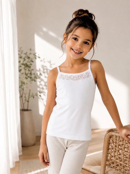 Qiz bolalar uchun oq mayka, ichki kiyim, yumshoq paxta, 7,8,9,10 yosh