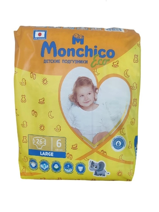 Tagliklar Monchico Normal Eco+, o'lchami 6, 15+ kg, 26 dona - 