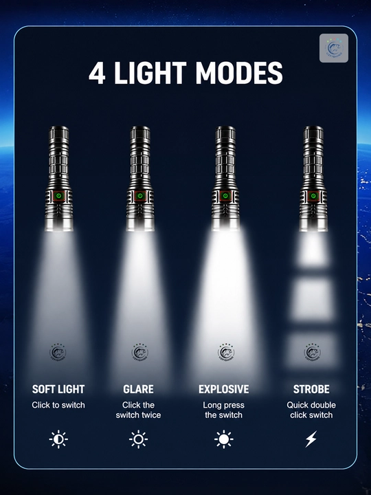 LED fonar — kuchli va ko‘p funksiyali, baliq ovlash, turizm va ish uchun, 11 xil model
