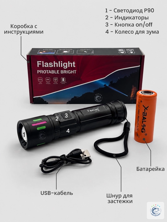 LED fonar — kuchli va ko‘p funksiyali, baliq ovlash, turizm va ish uchun, 11 xil model