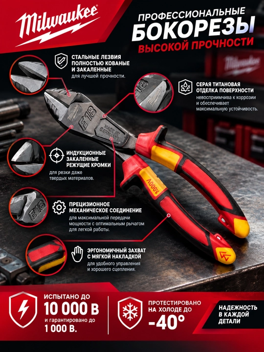 Milwaukee VDE og'ir yuk ko'taruvchi nippers 180 mm - 