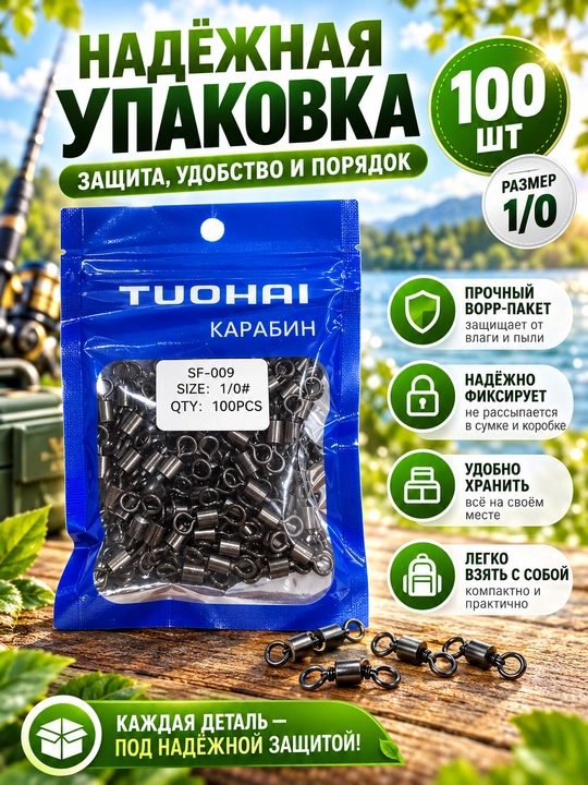 Карабины-вертлюги для рыбалки