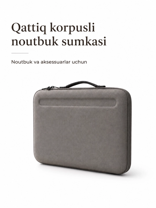 Noutbuk uchun qattiq korpusli sumka-g‘ilof, ichki organayzerli, 13–14 dyum - 