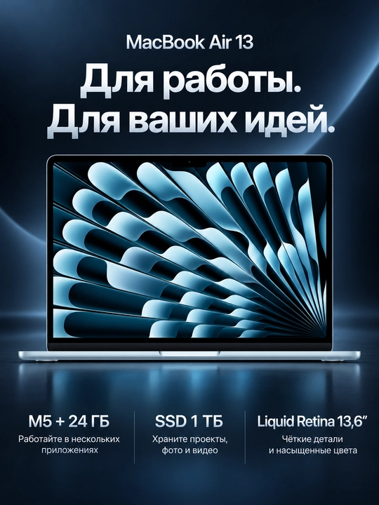 Noutbuk Apple MacBook Air 13 M5 24GB 1TB SSD Sky Blue, kafolatli
