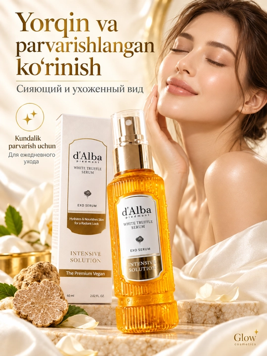 D'Alba Piedmont White Truffle Exo Serum — Terini yaltiratish uchun intensiv yechim