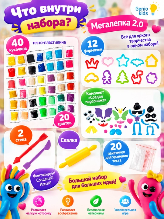 Набор для детской лепки GENIO KIDS-ART Мегалепка 2.0