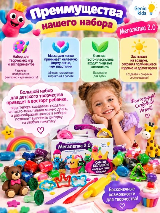 Набор для детской лепки GENIO KIDS-ART Мегалепка 2.0