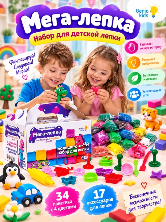 Набор для детской лепки GENIO KIDS-ART Мегалепка 2.0 - 