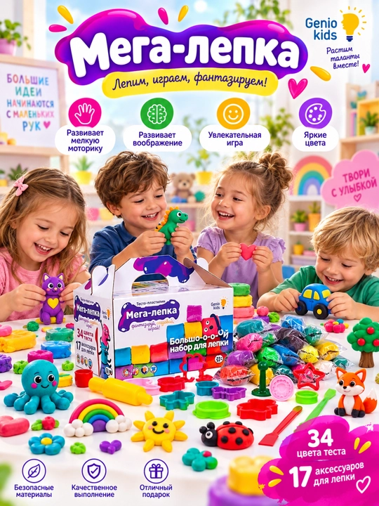 Набор для детской лепки GENIO KIDS-ART Мегалепка 2.0