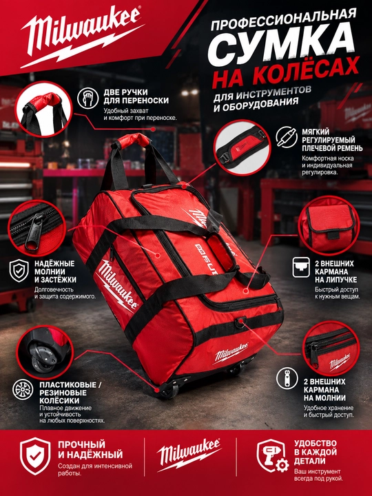 Milwaukee XL Rolling Builder sumkasi - 