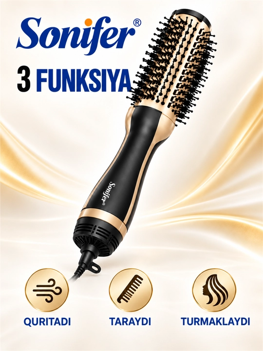 Hot Air Styler fen-cho‘tka, 1200 Vt, keramik qoplama, doimiy harorat