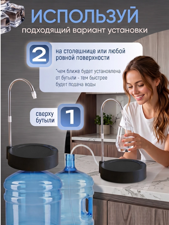 Помпа для воды электрическая, настольная, бесшумная, для бутылей 4,5-18,9 л
