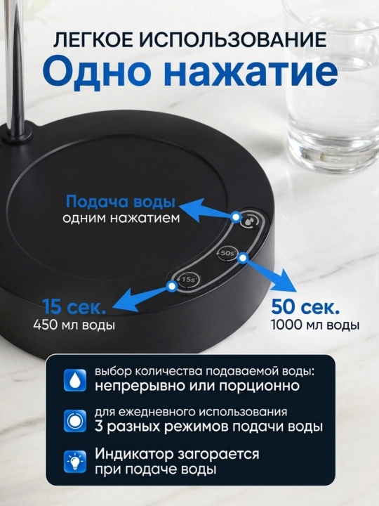 Помпа для воды электрическая, настольная, бесшумная, для бутылей 4,5-18,9 л