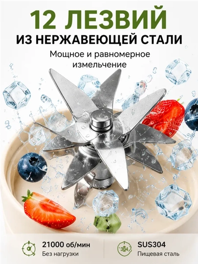 Kokteyllar uchun ko‘chma blender, simsiz mini-blender, spiral ko‘pirtirgichli sheyker