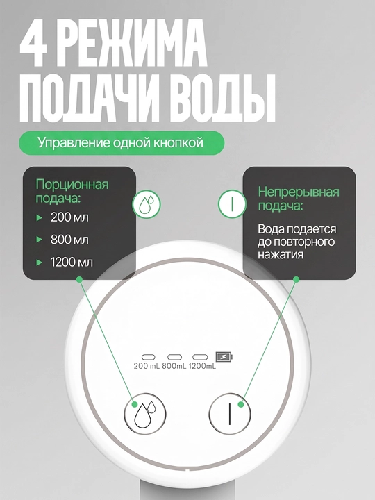 Universal dispenser, nasos, ikki nasos, 19 l idish uchun, akkumulyator, kuchli