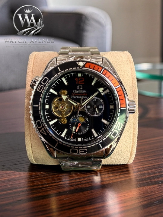 Omega Seamaster Planet Ocean erkaklar qo‘l soati — ochiq mexanizm