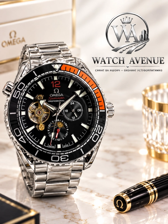 Omega Seamaster Planet Ocean erkaklar qo‘l soati — ochiq mexanizm