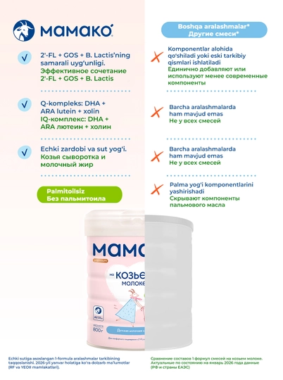 MAMAKO 2 Premium 2'FL bilan 6 oydan 12 oygacha, 400 g