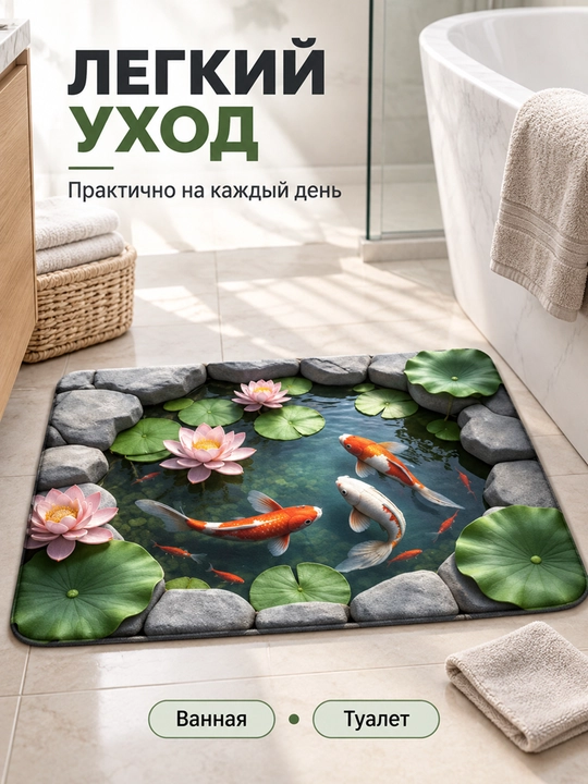 Коврик с рисунком рыб и подводного мира, для ванной, кухни и комнаты