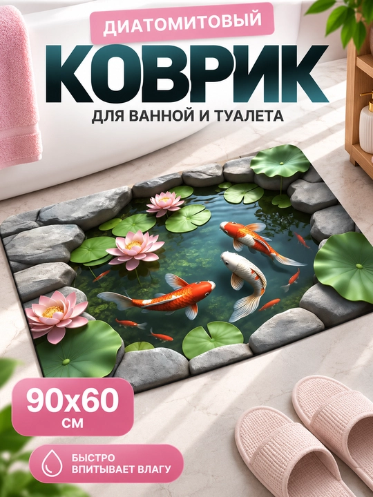 Коврик с рисунком рыб и подводного мира, для ванной, кухни и комнаты