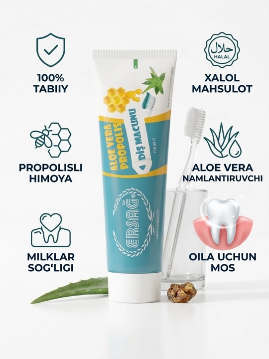 Зубная паста Ersağ Aloe Vera Propolis, 100 мл - 