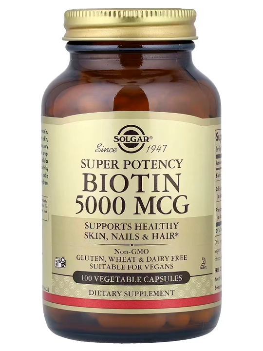 Biotin, Solgar, 5000 mkg, 100 kapsula